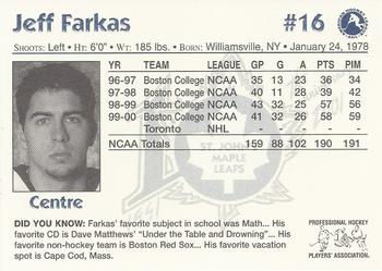 2000-01 St. John's Maple Leafs (AHL) #NNO Jeff Farkas Back