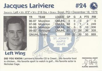 2000-01 St. John's Maple Leafs (AHL) #NNO Jacques Lariviere Back