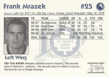 2000-01 St. John's Maple Leafs (AHL) #NNO Frank Mrazek Back