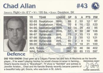 2000-01 St. John's Maple Leafs (AHL) #NNO Chad Allan Back