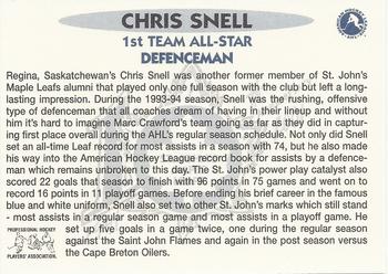 2000-01 St. John's Maple Leafs (AHL) #NNO Chris Snell Back
