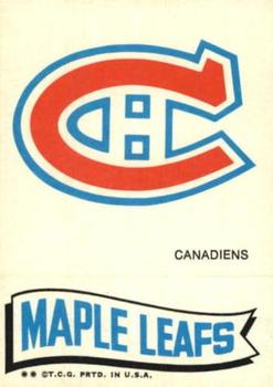 1973-74 Topps - Team Stickers #NNO Canadiens / Maple Leafs Front