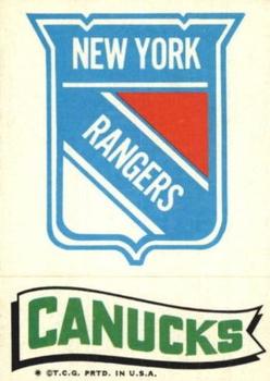 1973-74 Topps - Team Stickers #NNO Rangers / Canucks Front