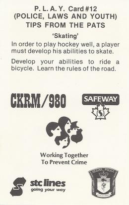 1981-82 Regina Pats (WHL) Police #12 Gary Leeman Back