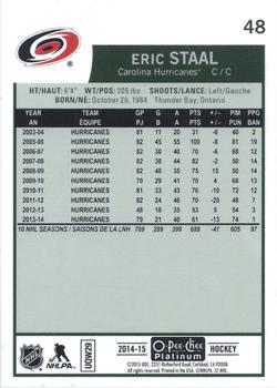2014-15 O-Pee-Chee Platinum - Retro #48 Eric Staal Back