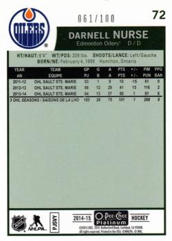 2014-15 O-Pee-Chee Platinum - Retro Black Rainbow #72 Darnell Nurse Back