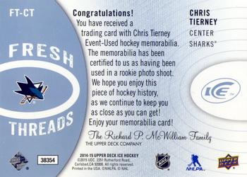 2014-15 Upper Deck Ice - Fresh Threads #FT-CT Chris Tierney Back