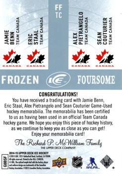 2014-15 Upper Deck Ice - Frozen Foursomes Relic #FF-TC Eric Staal / Alex Pietrangelo / Jamie Benn / Sean Couturier Back