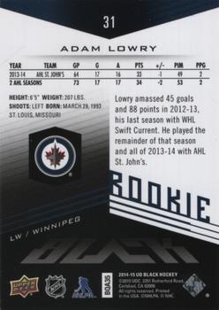 2014-15 Upper Deck Ice - 2014-15 UD Black #31 Adam Lowry Back