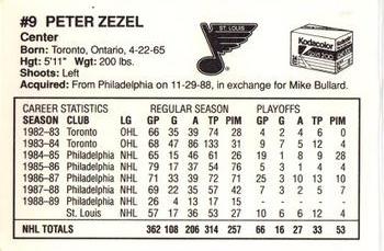 1989-90 Kodak St. Louis Blues #NNO Peter Zezel Back