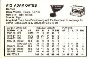 1989-90 Kodak St. Louis Blues #NNO Adam Oates Back