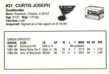 1989-90 Kodak St. Louis Blues #NNO Curtis Joseph Back