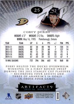 2015-16 Upper Deck Artifacts #25 Corey Perry Back