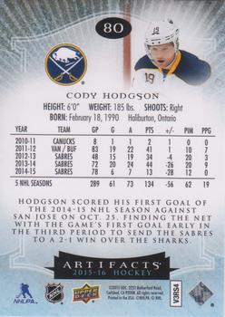 2015-16 Upper Deck Artifacts #80 Cody Hodgson Back