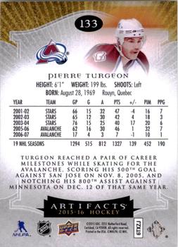 2015-16 Upper Deck Artifacts #133 Pierre Turgeon Back