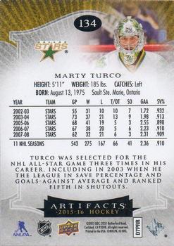2015-16 Upper Deck Artifacts #134 Marty Turco Back
