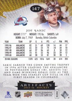2015-16 Upper Deck Artifacts #147 Joe Sakic Back