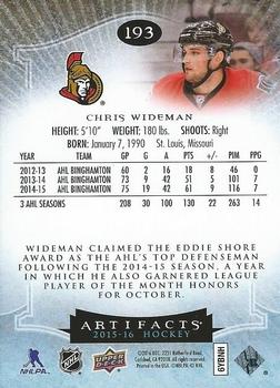 2015-16 Upper Deck Artifacts #193 Chris Wideman Back