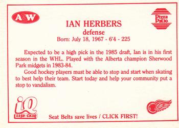 1984-85 Kelowna Wings (WHL) #10 Ian Herbers Back