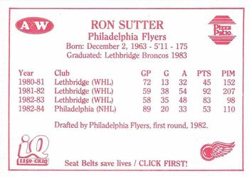 1984-85 Kelowna Wings (WHL) #40 Ron Sutter Back