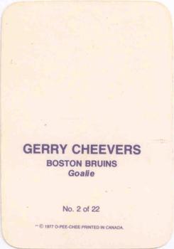 1977-78 O-Pee-Chee - Glossy Inserts (Rounded Corners) #2 Gerry Cheevers Back