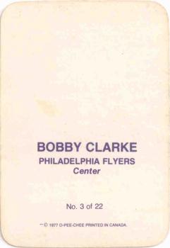 1977-78 O-Pee-Chee - Glossy Inserts (Rounded Corners) #3 Bobby Clarke Back