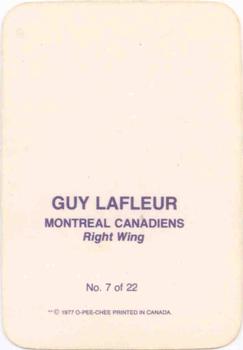 1977-78 O-Pee-Chee - Glossy Inserts (Rounded Corners) #7 Guy Lafleur Back