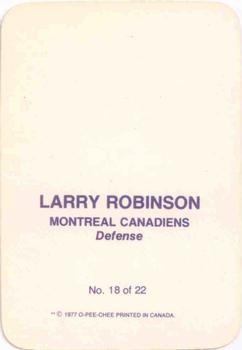 1977-78 O-Pee-Chee - Glossy Inserts (Rounded Corners) #18 Larry Robinson Back