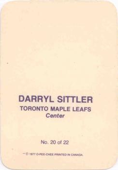 1977-78 O-Pee-Chee - Glossy Inserts (Rounded Corners) #20 Darryl Sittler Back