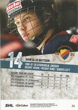 2014-15 SHL Elitset #24 Adam Ollas Mattsson Back