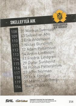 2014-15 SHL Elitset #154 Niclas Burström Back
