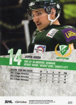 2014-15 SHL Elitset #203 Jesper Jensen Back