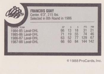 1988-89 ProCards Rochester Americans (AHL) #NNO Francois Guay Back