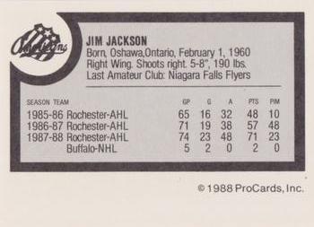 1988-89 ProCards Rochester Americans (AHL) #NNO Jim Jackson Back