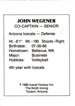 1990-91 Arizona Icecats (ACHA) #NNO John Wegener Back
