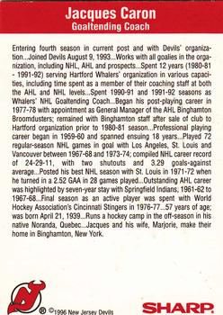 1996-97 Sharp New Jersey Devils #NNO Jacques Caron Back