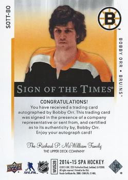 2014-15 SP Authentic - Sign of the Times #SOTT-BO Bobby Orr Back