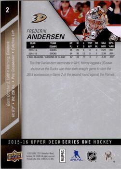 2015-16 Upper Deck #2 Frederik Andersen Back