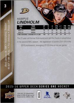 2015-16 Upper Deck #3 Hampus Lindholm Back