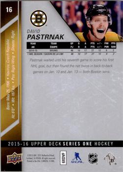 2015-16 Upper Deck #16 David Pastrnak Back