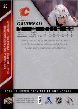 2015-16 Upper Deck #30 Johnny Gaudreau Back