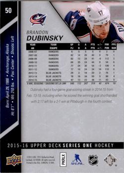 2015-16 Upper Deck #50 Brandon Dubinsky Back