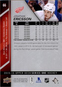 2015-16 Upper Deck #66 Jonathan Ericsson Back