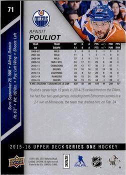 2015-16 Upper Deck #71 Benoit Pouliot Back