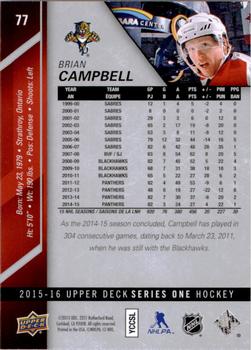 2015-16 Upper Deck #77 Brian Campbell Back