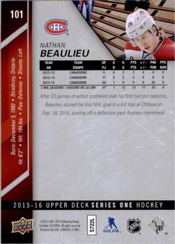 2015-16 Upper Deck #101 Nathan Beaulieu Back