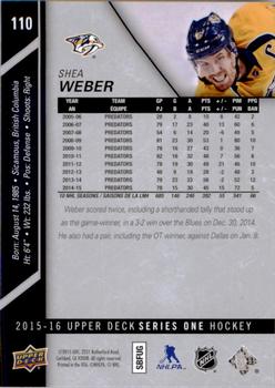 2015-16 Upper Deck #110 Shea Weber Back