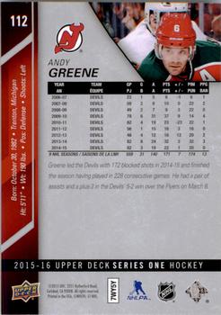2015-16 Upper Deck #112 Andy Greene Back