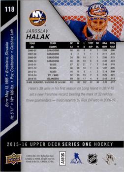 2015-16 Upper Deck #118 Jaroslav Halak Back