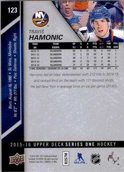 2015-16 Upper Deck #123 Travis Hamonic Back